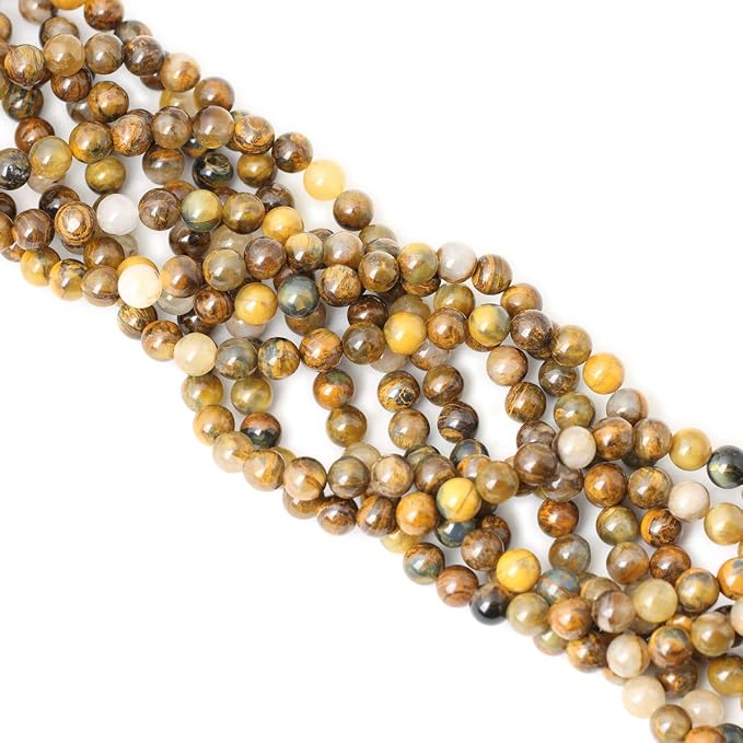 45PCS 8mm Natural Golden Pietersite Gemstone Round Loose Beads Stone Beads - Image 4