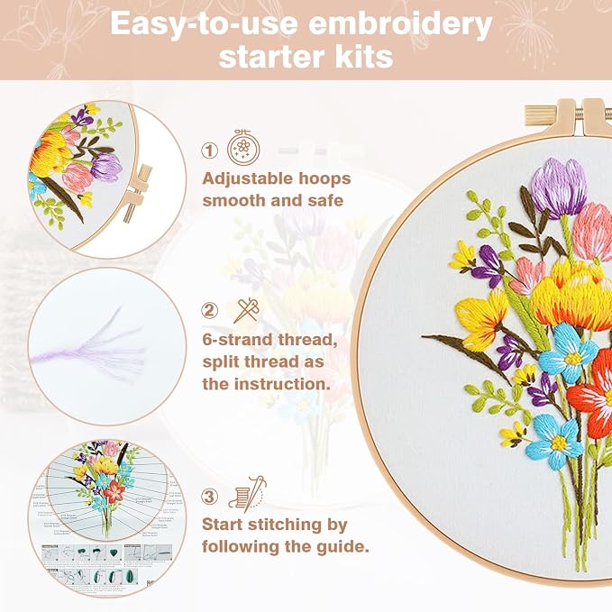 RidaaFri Embroidery Kit for Beginners, Hand Embroidery Practice Set - Image 6