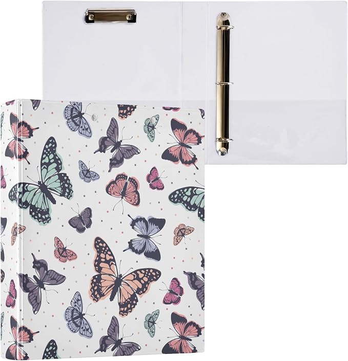 Butterfly Pastel Color Round Ring Binders 1.5 Inch Flora Insect Biology Natural - Image 8