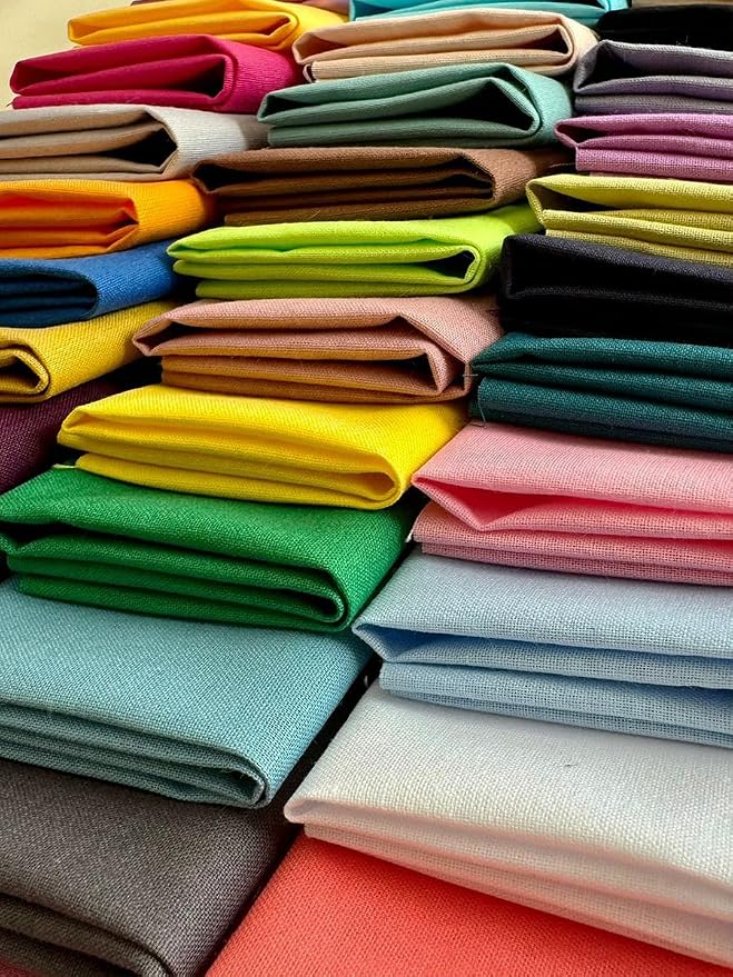 Solid Color Cotton Fabric Bundle – 50 Pre-Cut Squares, 100% Cotton, 120 GSM - Image 2