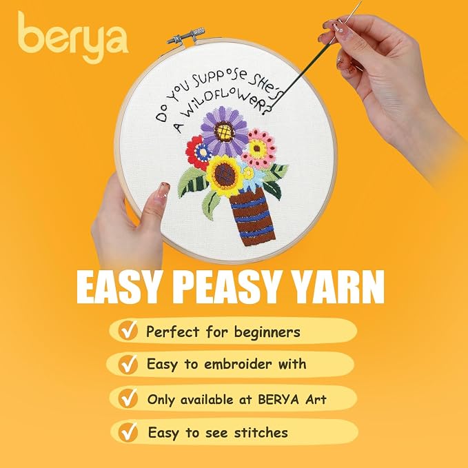 BERYA Flowers Embroidery Kit Including Video Step by Step Instructions - Image 6