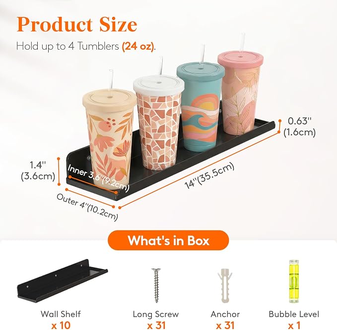 Lifewit Floating Shelves for Wall, Acrylic Display Shelf Wall Mounted for Figure - Image 2