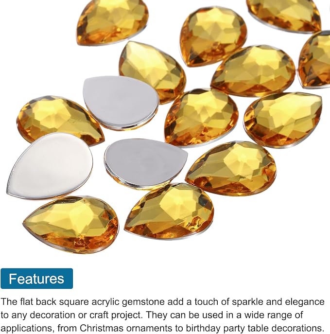 MECCANIXITY 50PCS Flat Back Acrylic Teardrop Gems 13x18mm Artificial Rhinestones - Image 4