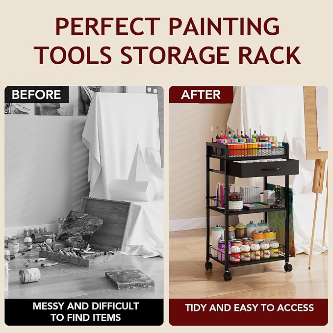 Homsorout 3 Tier Rolling Cart - Image 4