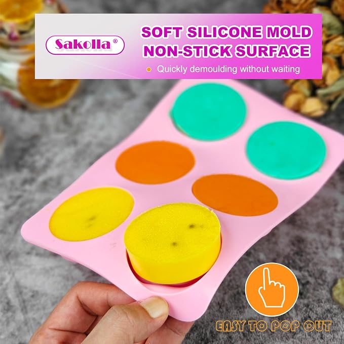 Sakolla 2 Pack Silicone Soap Molds, 6 Cavity Round Honeybee Silicone Molds - Image 3