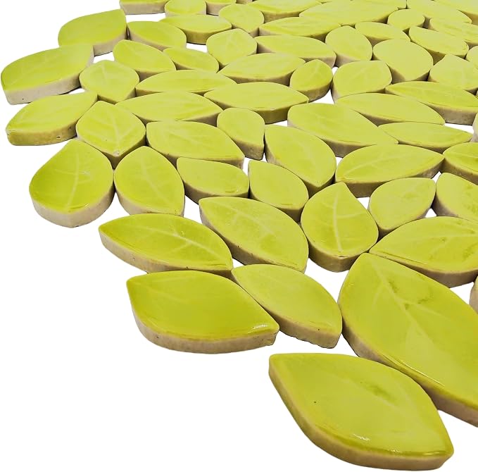 500g/1.1lb Leaf-Shaped Ceramic Mosaic Tiles, Ceramic Mosaic Pieces - Image 4