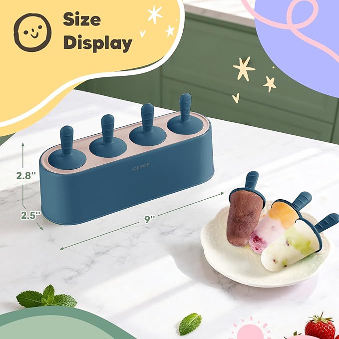 Popsicle Mold Set 4 Pieces Homemade Silicone Popsicle Maker Easy Release Ice - Image 5