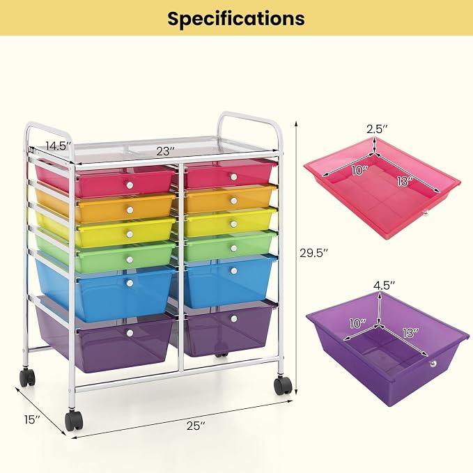 BECOMFORT 12-Drawer Rolling Cart - Image 3