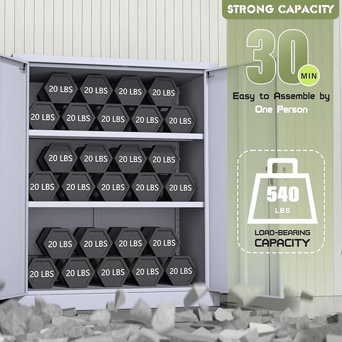 SUNCROWN Metal Storage Cabinets, 36”Locking Cabinet with Doors and Adjustable Shelves, Steel Utility Tool Garage Cabinets for Home, Office, Kitchen,Warehouse, Grey
