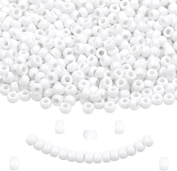 White Pony Beads for Bracelet 1000 Pcs Plastic Beads for Friendship Bracelets by KAKW