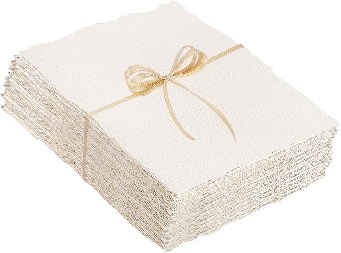 50 Sheets Watercolor Paper 7 x 10, 300 GSM Deckled Edge Paper Rough/Textured by Prudiut