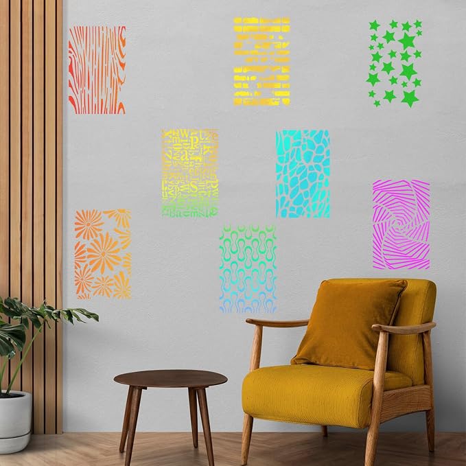 Yazhiji 8PCS Large Stencils for Geometric Painting, Reusable Geometric Painting - Image 3
