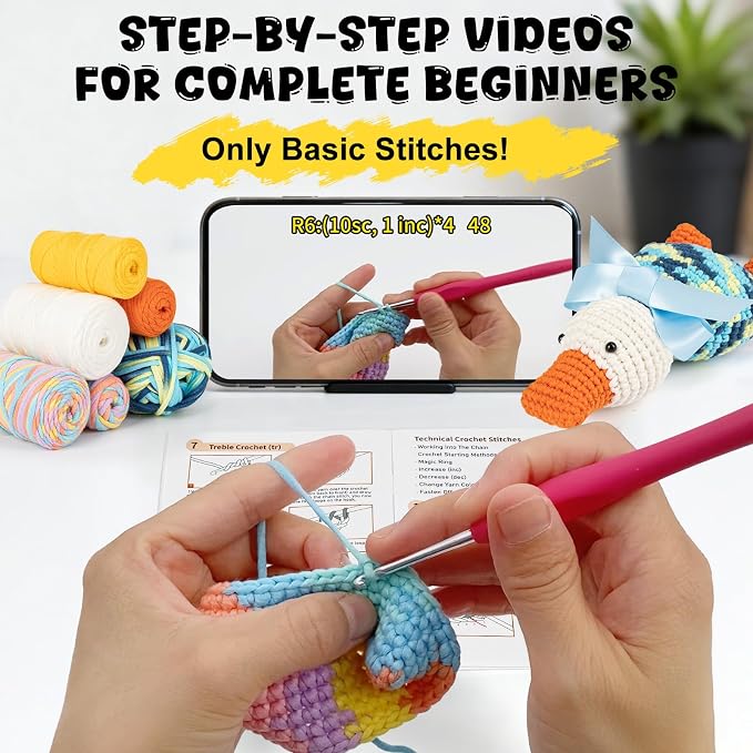 Totiro Crochet Kit for Beginners, Ducks Amigurumi Starter Kit, Easy DIY Craft - Image 2