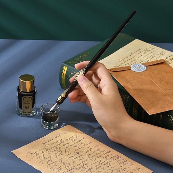 Joyeee Antique Wooden Pen and Ink Set, Sealing Stamp Kit - Image 4