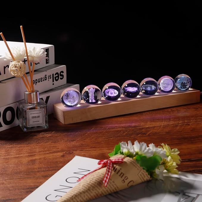 7 Pcs Planet 3D Solar System Crystal Ball Model Gift Space Astronomy Gift by Unknown