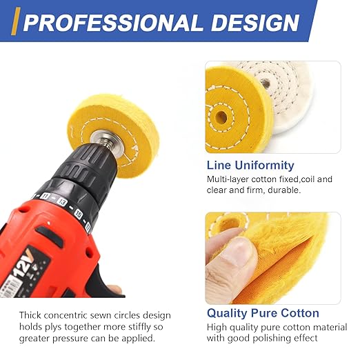 SCOTTCHEN 3inch Buffing Polishing Wheel with 1/4" Shank for Drill, 3/8" Arbor Hole,Soft/Fine/Medium -3pcs,with Buffing Polishing Cutting Compounds 7.4 Oz.Kit,with 2 Pack Non-Woven Bandage