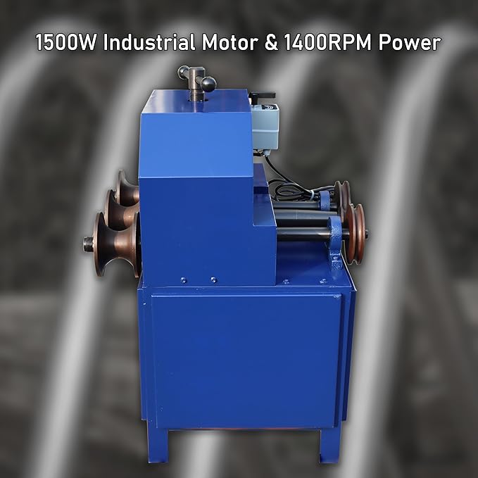 Rolling Tube Bender Machine Heavy-Duty 1500W Electric Pipe Bender 17 Die Set 1400RPM for Stainless Steel/Plastic Pipes Industrial Metal Bending Tool with Safety Lock