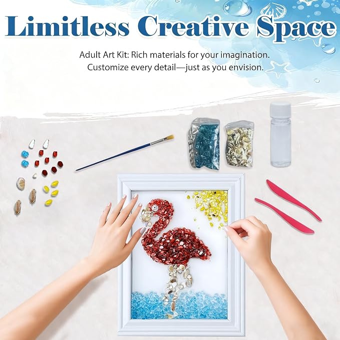 CIYOJA Sea Glass Stained Glass Kit – Flame Bird Resin Art Mosaic Kit - Image 2