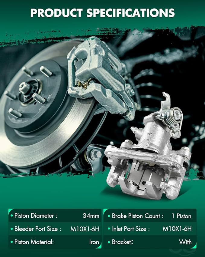 SCITOO 19B3303 Rear Right Disc Brake Caliper w/Bracket Fit For Hyundai For Elantra 2005-2006,For Kia For Spectra 2005-2009,For Kia For Spectra5 2005-2009, Single Piston