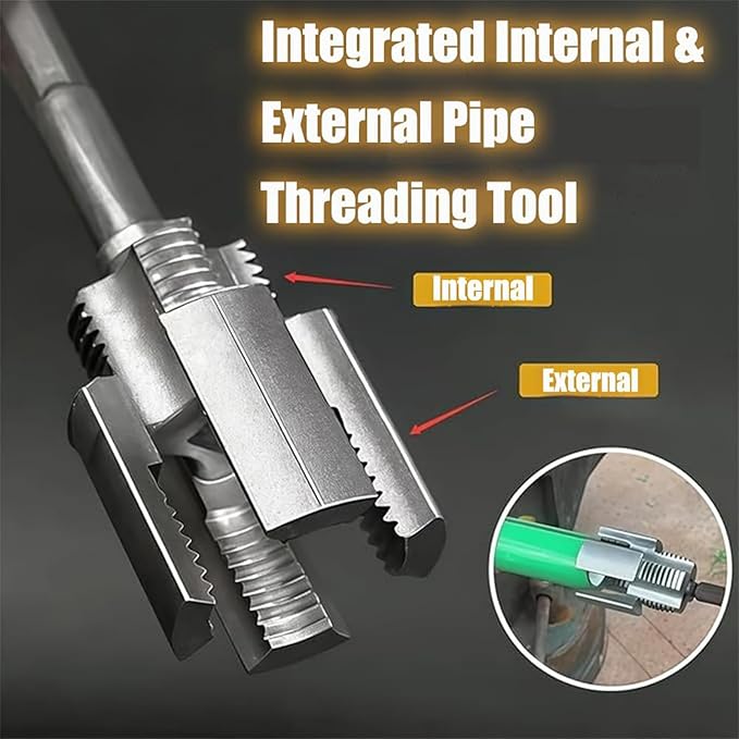 Integrated Internal & External Pipe Threading Tool, Pipe Thread Cutting Tool, Electric Drill Compatible 2 In 1 PVC Pipe Threader Kit, 1/2" 3/4" PVC Thread Maker Tool for Water Pipes (2 Pcs 3/4’’)