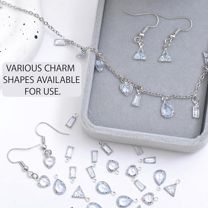 stino Tiny Crystal Clear Cubic Zirconia Charms Set, 40 Pieces | Mixed Shapes - Image 5