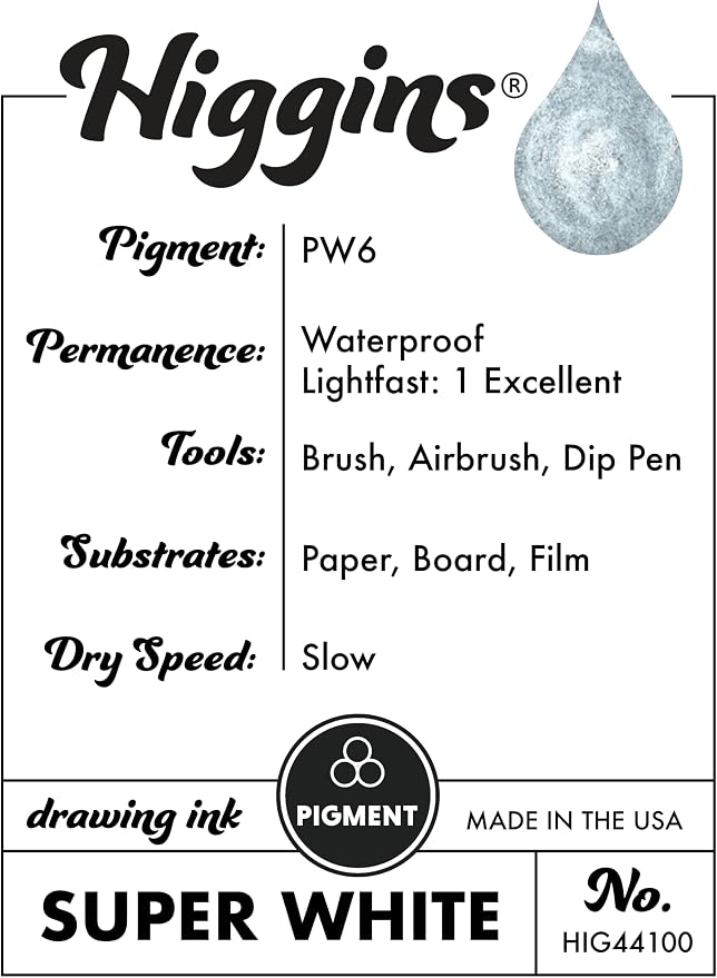 Higgins Super White Pigmented Drawing Ink - Image 3