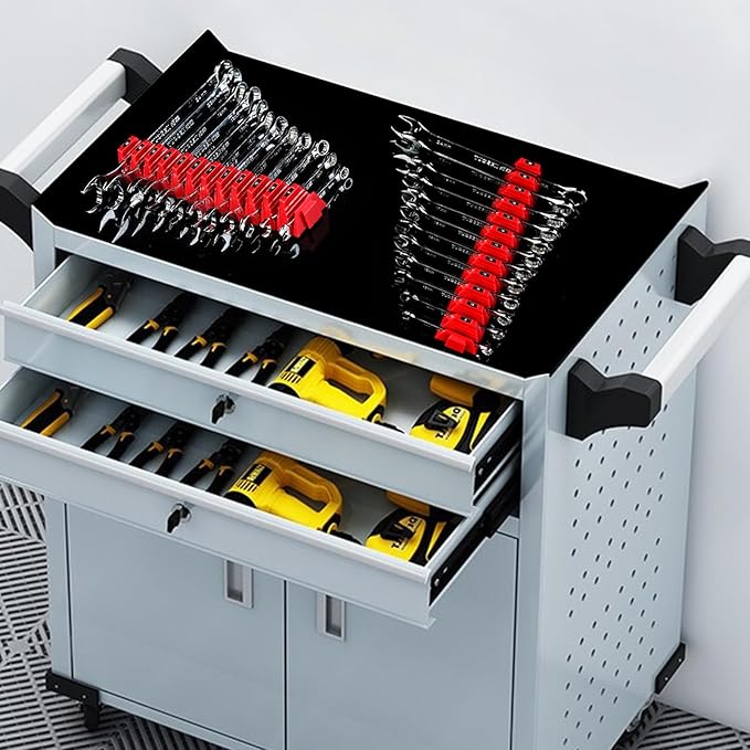 92PCS Magnetic Modular Wrench Organizers for Tool Drawers, Wrench Organizer with Metric&Sae Labels, Wrench Organizer for Tool Box, Magnetic Wrench Organizer, Best Gift for Father,Brother and Boyfriend