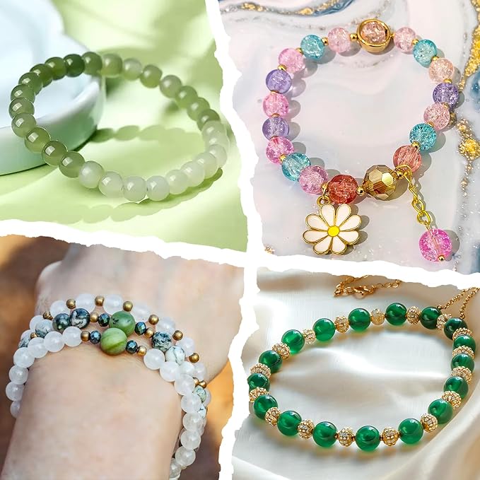XSEINO About 1200PCS 6mm Glass Beads Bracelet Making Set, 144 Color Colorful - Image 7