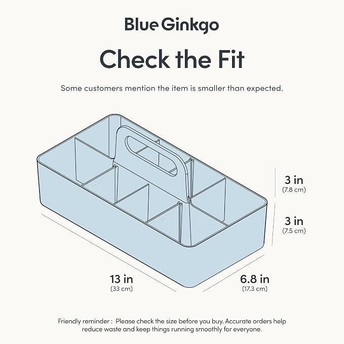 BLUE GINKGO Stackable Organizer Caddy, L-Rectangle, Made in Korea | Portable. - Image 3