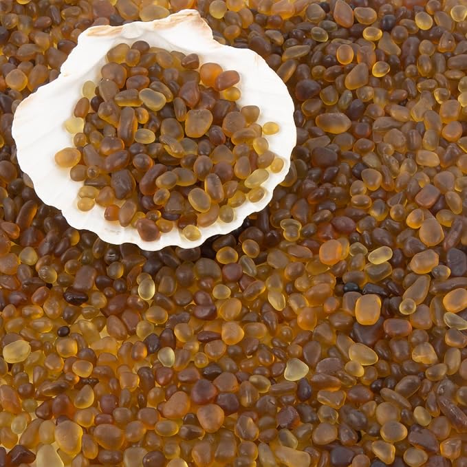 Sea Glass Stones for Crafts About 2.75LB Brownish Yellow Glass Pebbles - Image 5