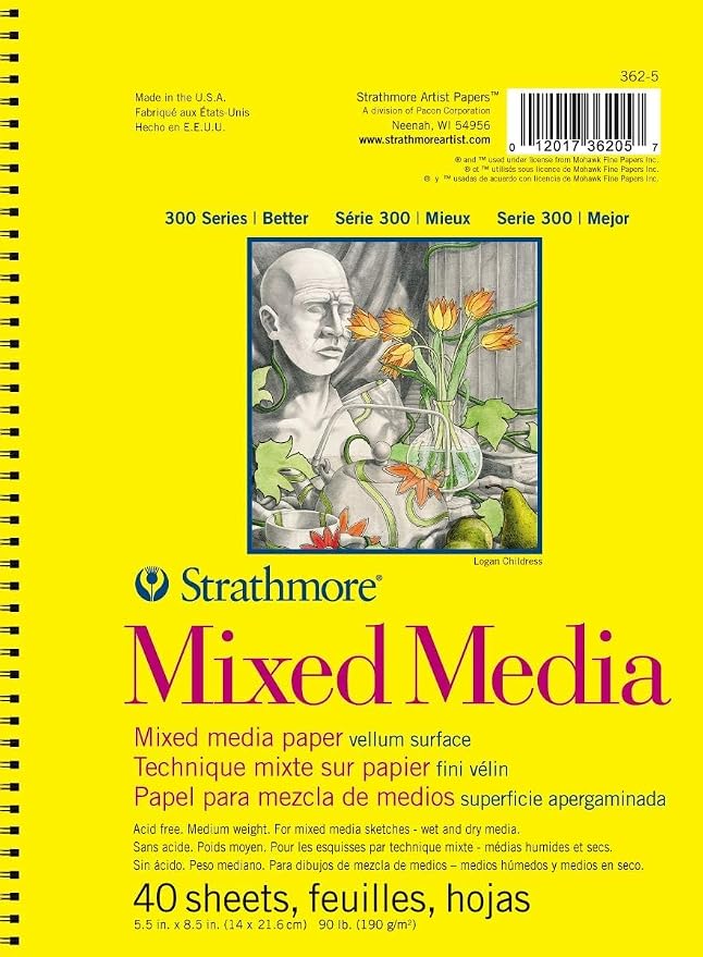 Strathmore 300 Series Mixed Media Paper Pad, Side Wire Bound, 5.5x8.5 inches by StrathmorePaper