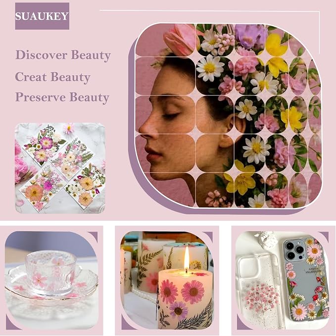 92 Pcs Pink Pressed Dried Flowers - Image 3