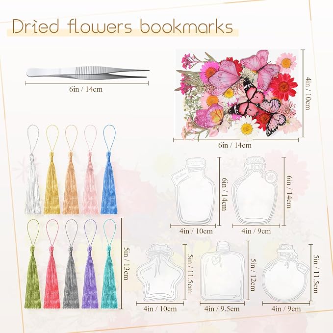 TaoBary 91 Pcs DIY Handmade Transparent Dried Flower Bookmark Set Include - Image 2