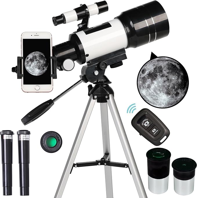 Telescope for Adults & Kids, 70mm Aperture Refractor Portable Travel Telescope by ToyerBee