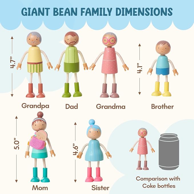 Giant bean Wooden Family Dolls Set of 7 - Image 7
