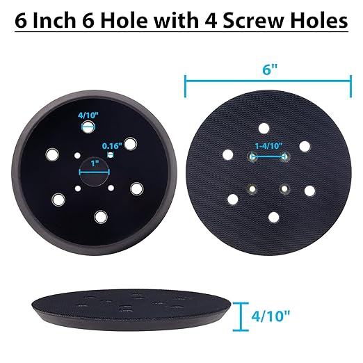 6 Inch Replacement Sander Pads, 6 Holes Hook and Loop Sander Pad for Ridgid R2611 Random Orbit Sander, 2 Pack