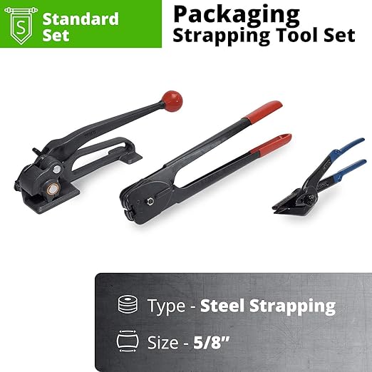 IDL Packaging - S-290, H-230, C-3125 Standard Strapping Tool Set for 5/8" Steel Strapping, 1400 lbs Break Strength – Tensioner, Sealer, Cutter for Metal Banding