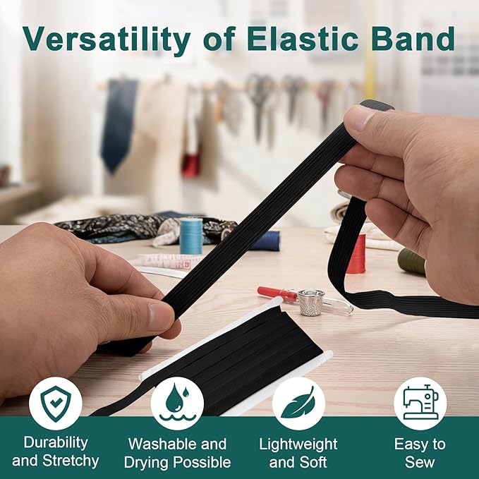 Airisoer 1/2 Inch Elastic Band for Sewing, 12 Yard High Elasticity Sewing - Image 5