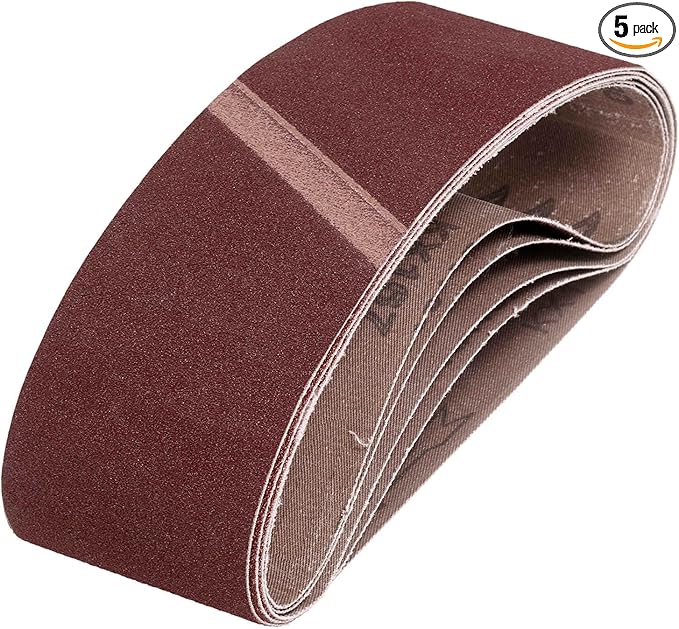 HARFINGTON 4 x 24 Inch Sanding Belts, 5 Pcs 180 Grits Aluminum Oxide Abrasive Belt Sander File Belt for Woodworking, Metal Polishing, Knife Sharpener