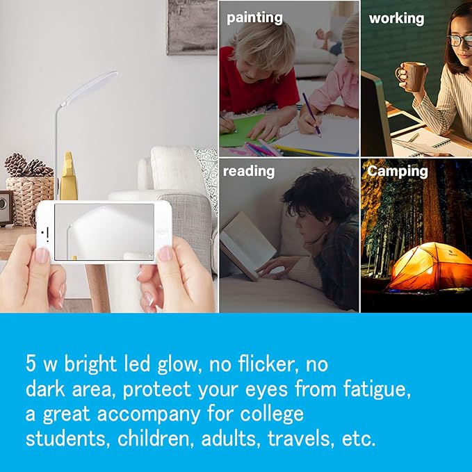 DEEPLITE LED Desk Lamp Small Battery Powered Lamp Cordless Rechargeable Table - Image 6
