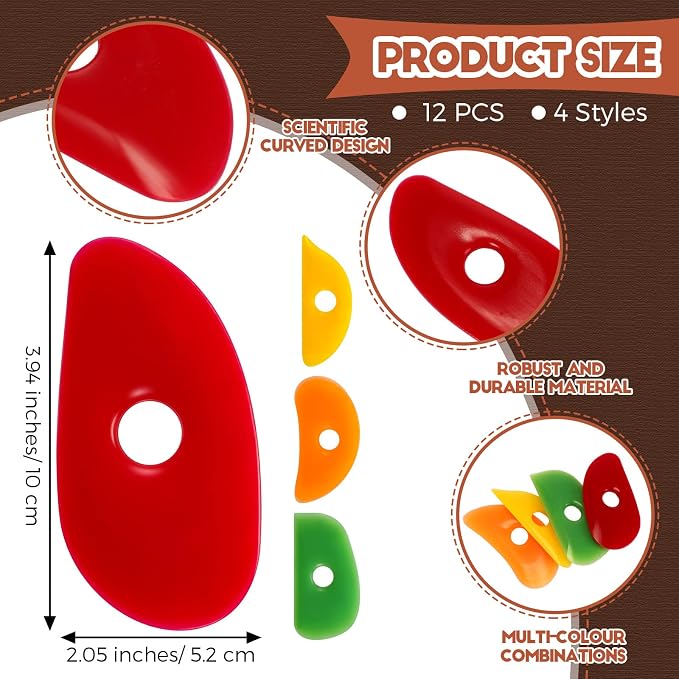 Sherr 12 Pcs Pottery Ribs for Pottery Tools and Clay Tools Soft Rubber Ribs - Image 2
