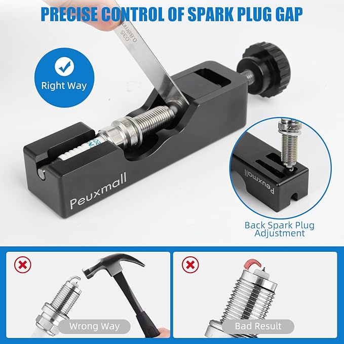 Spark Plug Gap Tool, Spark Plug Gapping Tool with 32 Blade Steel Feeler Gauge, Universal Spark Plug Gap Tool for Most 10mm 12mm 14mm 16mm Spark Plugs (Black)