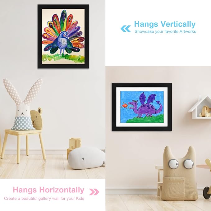 2-Pack Kids Art Frames, 11x14 Front Opening Kids Artwork Frames Changeable - Image 2