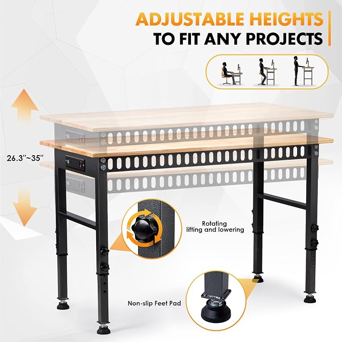 48" Adjustable Workbench, Work Table - Image 2