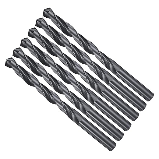 Drill Bit, 8mm Cutting Diameter, 4241 HSS Nitriding Black 118° Cutting Angle Versatile Jobber Bits - (Applications: for Drilling Plastic Wood Soft Metal), 6-Pieces