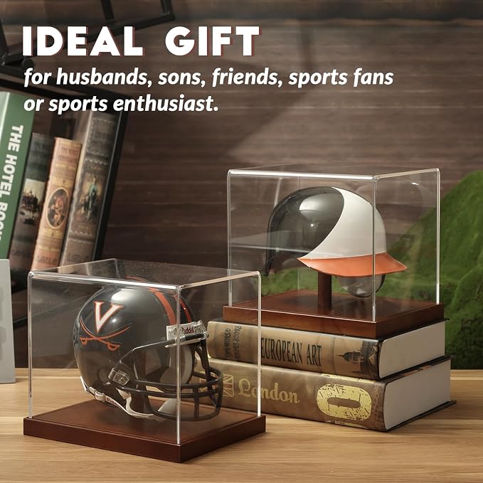 JupDec Mini Helmet Display Case, Acrylic Clear 1/2 Football Helmet Showcase - Image 7