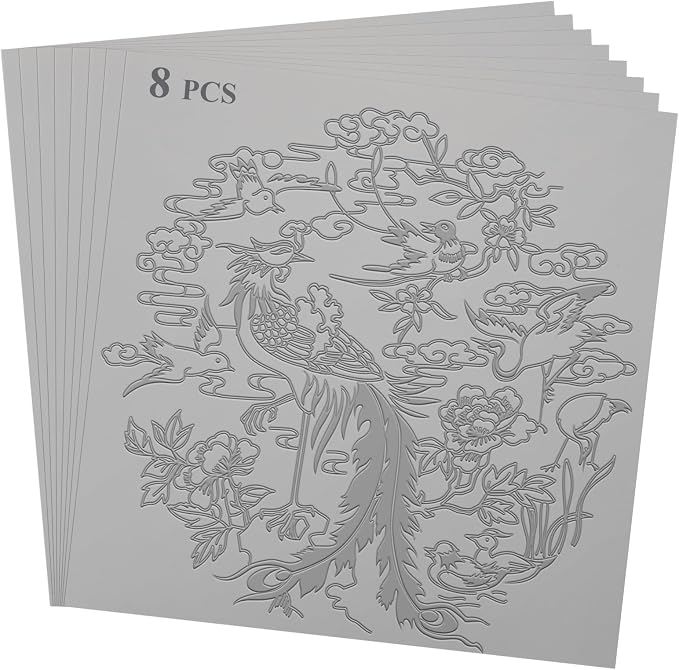 LDXDRU 8 Pcs Linocut Block Gray 12" x 12", Rubber Blocks by LDXDRU