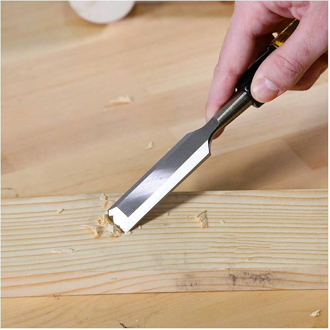 Buck Brothers 120102BC 3/8" Wood Chisel Made in USA, For Paring and Finishing Cuts in Carpentry and Woodworking, Tempered Tool Steel Blade, Mallet-Safe Handle