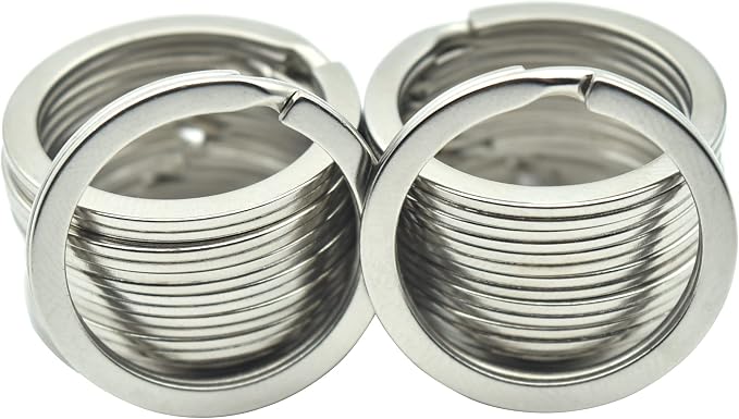 20 Pack Key Ring Keychain 1 Inch 25mm Diameter Metal Flat Split Key Chains Rings by ZoloAJay