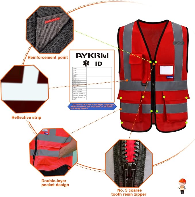 red vest for men safety